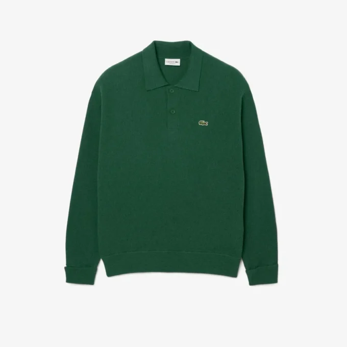 Maglione polo da uomo in lana dalla vestibilità comoda Maglione polo da uomo in lana dalla vestibilità comoda