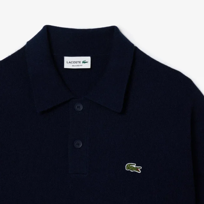 Maglione polo da uomo in lana dalla vestibilità comoda Maglione polo da uomo in lana dalla vestibilità comoda