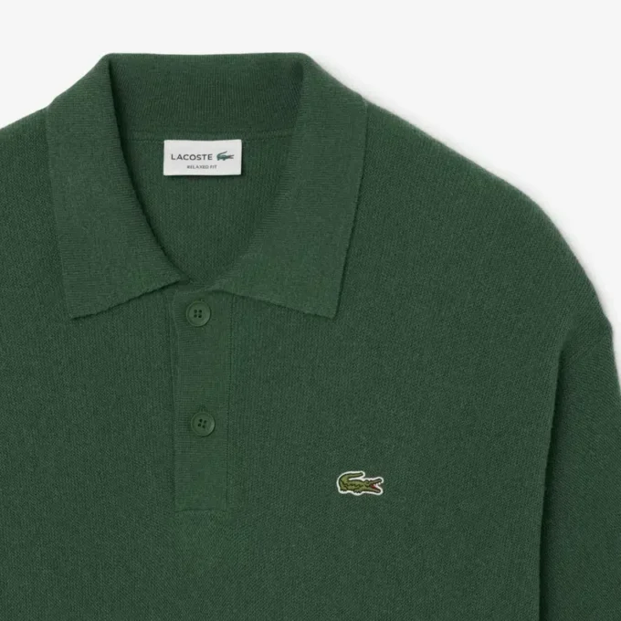 Maglione polo da uomo in lana dalla vestibilità comoda Maglione polo da uomo in lana dalla vestibilità comoda