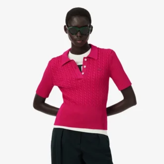 Maglione Runway con collo a polo e lavorazione a trecce