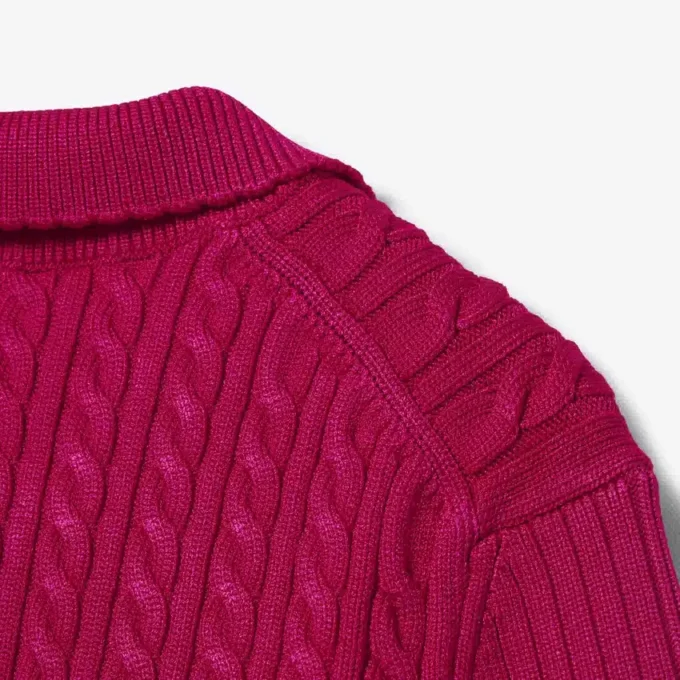 Maglione Runway con collo a polo e lavorazione a trecce Maglione Runway con collo a polo e lavorazione a trecce