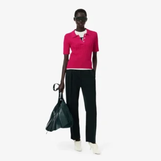 Maglione Runway con collo a polo e lavorazione a trecce