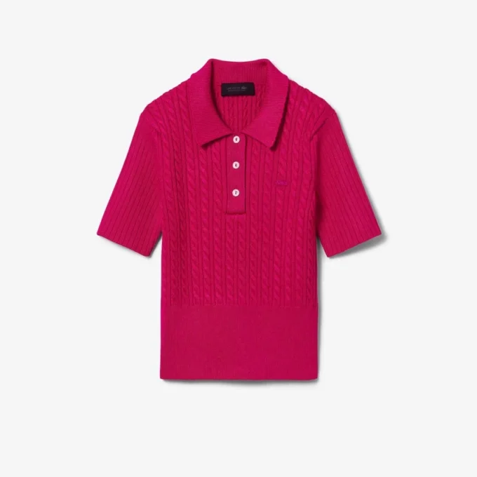 Maglione Runway con collo a polo e lavorazione a trecce Maglione Runway con collo a polo e lavorazione a trecce