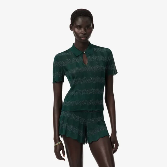 Maglione Runway con collo a polo in punto Pointelle Maglione Runway con collo a polo in punto Pointelle