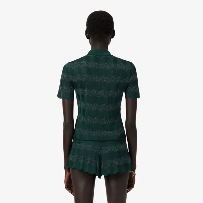 Maglione Runway con collo a polo in punto Pointelle Maglione Runway con collo a polo in punto Pointelle