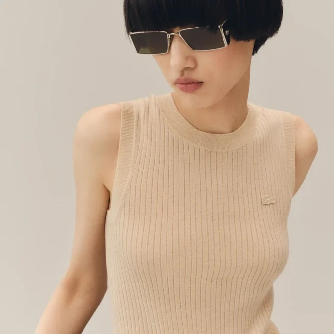 Maglione senza maniche in maglia 3D di lana merino Maglione senza maniche in maglia 3D di lana merino