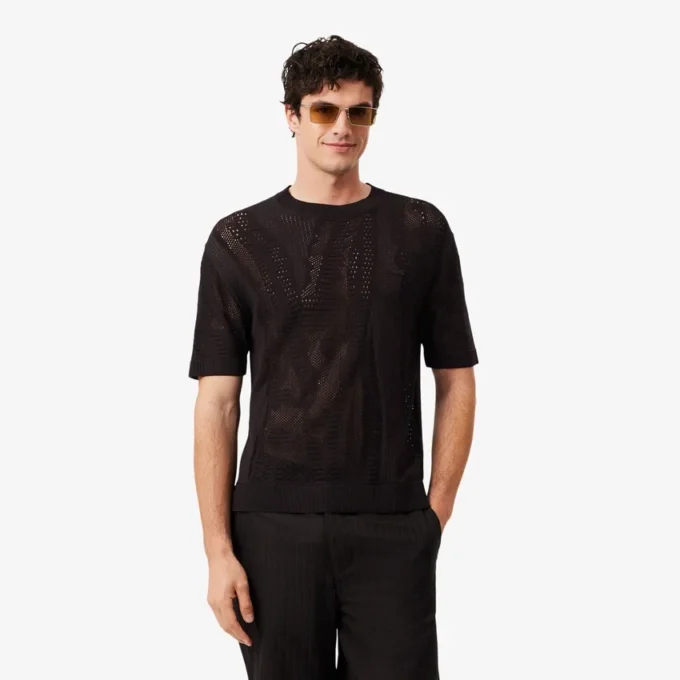 Maglione stampato a maniche corte dalla vestibilità comoda Maglione stampato a maniche corte dalla vestibilità comoda
