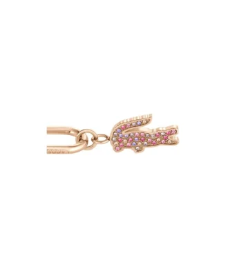 Orecchini in oro con pendente a forma di coccodrillo in cristallo rosa