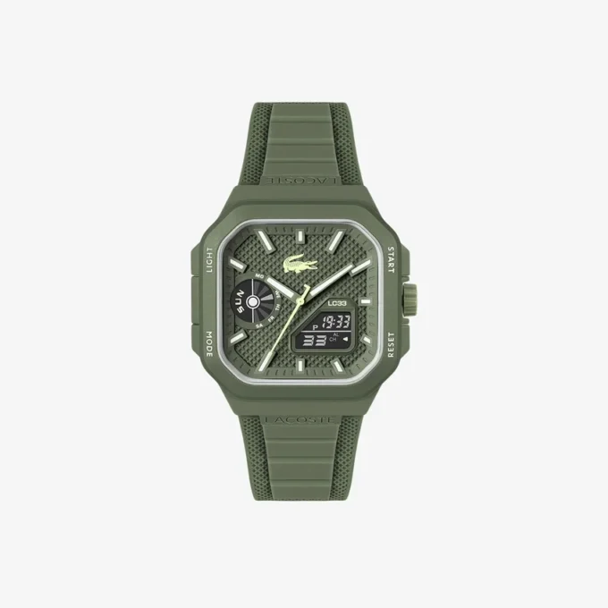 Orologio Lc33 quadrato in silicone con quadrante analogico e digitale