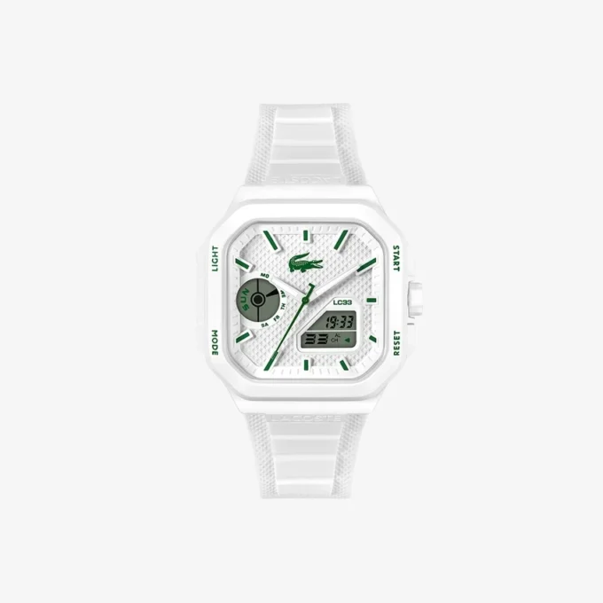Orologio Lc33 quadrato in silicone con quadrante analogico e digitale