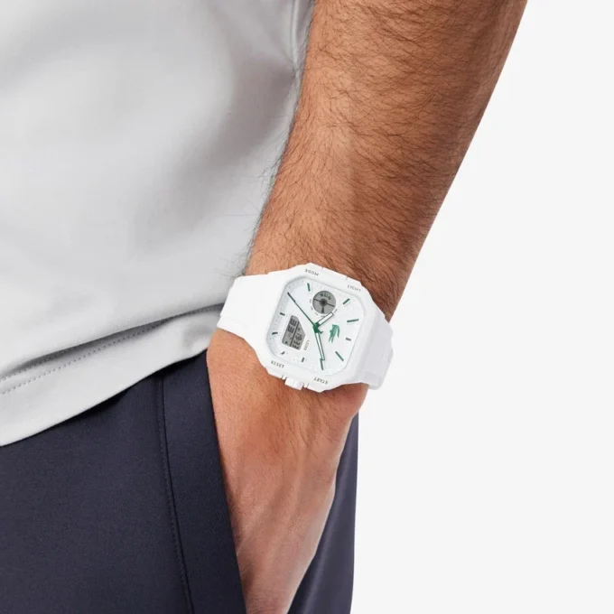 Orologio Lc33 quadrato in silicone con quadrante analogico e digitale