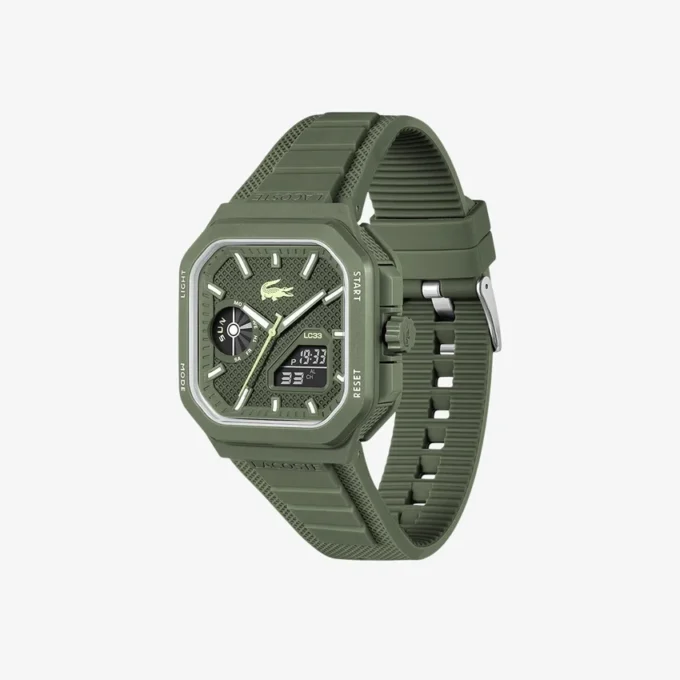 Orologio Lc33 quadrato in silicone con quadrante analogico e digitale