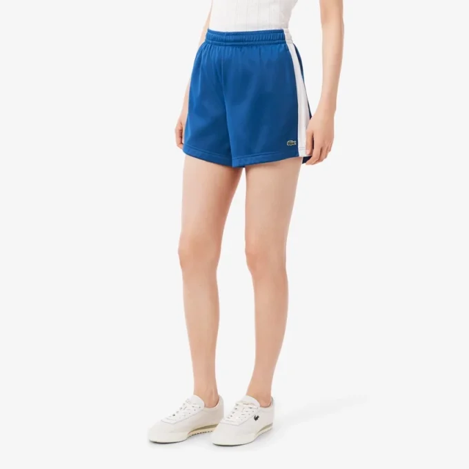 Pantaloncini da donna in jersey satinato a righe pointelle Pantaloncini da donna in jersey satinato a righe pointelle