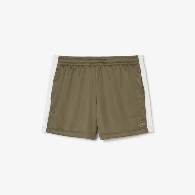 Pantaloncini da donna in jersey satinato a righe pointelle Pantaloncini da donna in jersey satinato a righe pointelle
