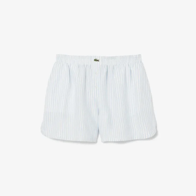 Pantaloncini da donna in lino a righe dal taglio comodo Pantaloncini da donna in lino a righe dal taglio comodo
