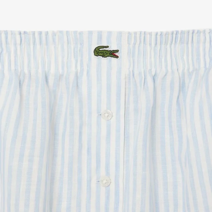Pantaloncini da donna in lino a righe dal taglio comodo Pantaloncini da donna in lino a righe dal taglio comodo