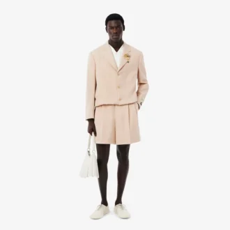 Pantaloncini da uomo in lana aderenti da passerella