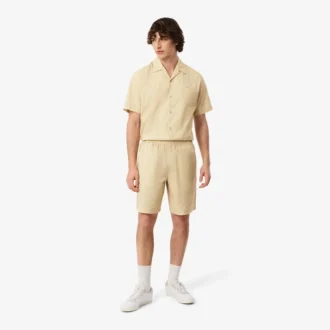 Pantaloncini in cotone a righe con stampa coccodrillo Pantaloncini in cotone a righe con stampa coccodrillo