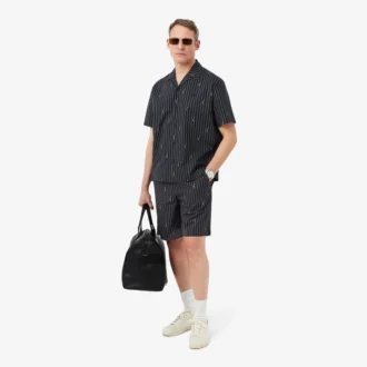Pantaloncini in cotone a righe con stampa coccodrillo