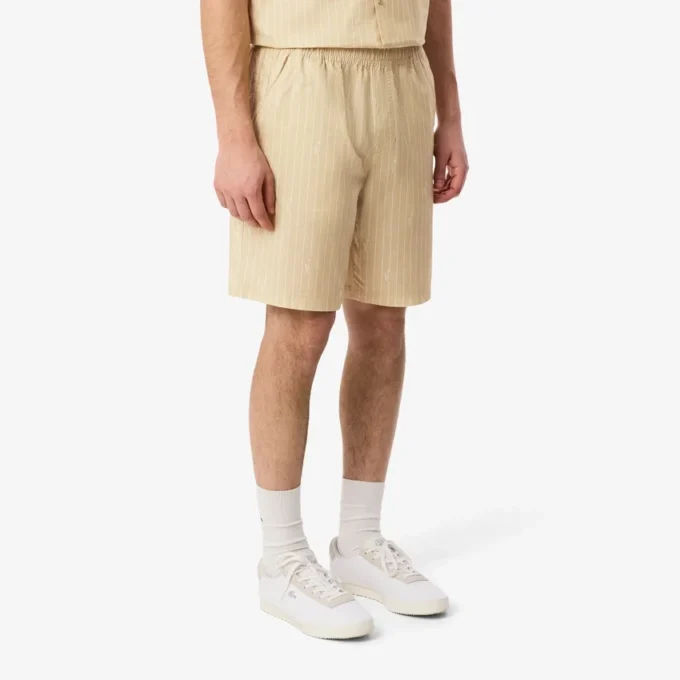 Pantaloncini in cotone a righe con stampa coccodrillo