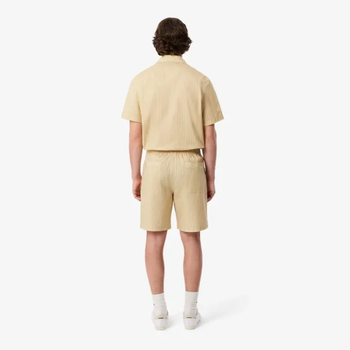Pantaloncini in cotone a righe con stampa coccodrillo