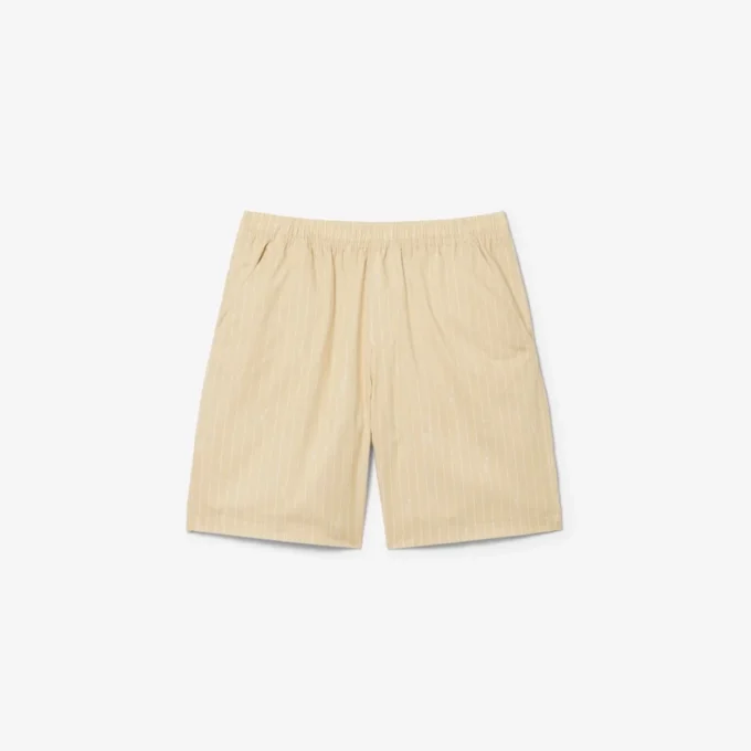 Pantaloncini in cotone a righe con stampa coccodrillo
