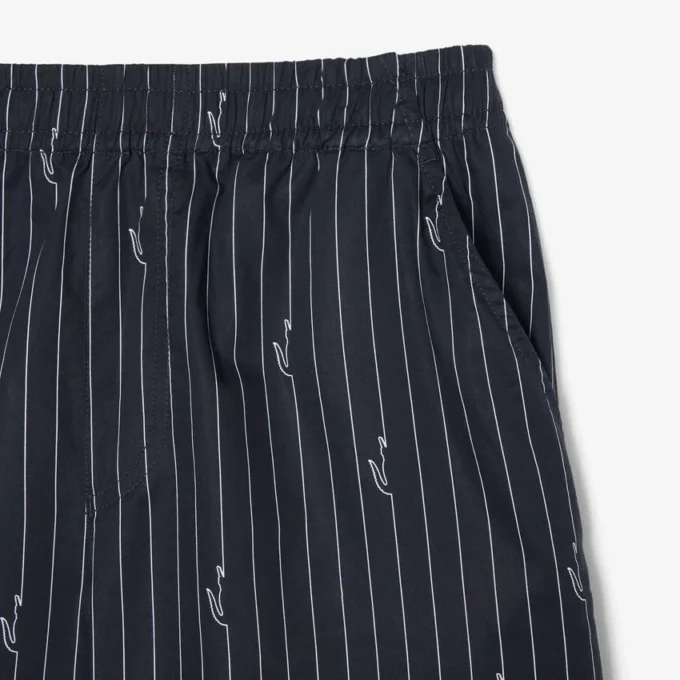 Pantaloncini in cotone a righe con stampa coccodrillo Pantaloncini in cotone a righe con stampa coccodrillo