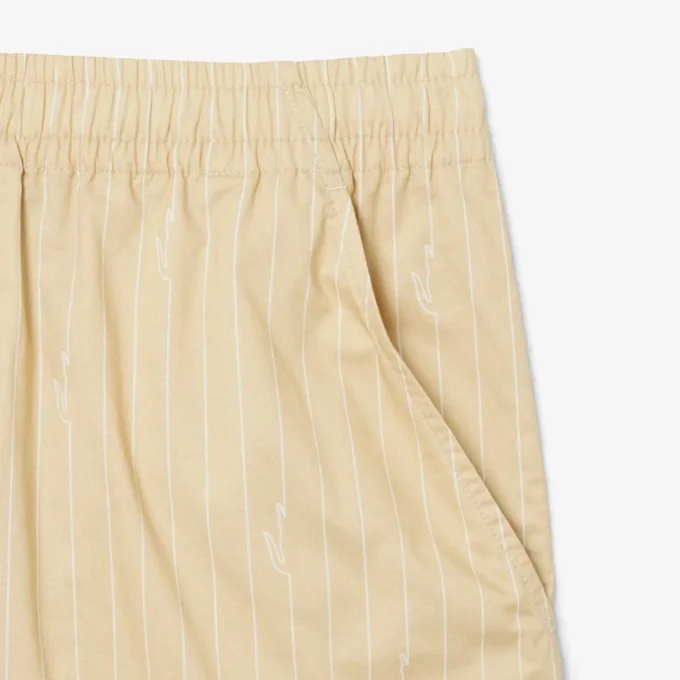 Pantaloncini in cotone a righe con stampa coccodrillo