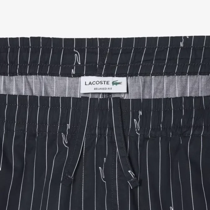 Pantaloncini in cotone a righe con stampa coccodrillo Pantaloncini in cotone a righe con stampa coccodrillo