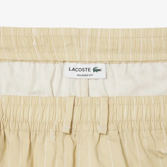 Pantaloncini in cotone a righe con stampa coccodrillo