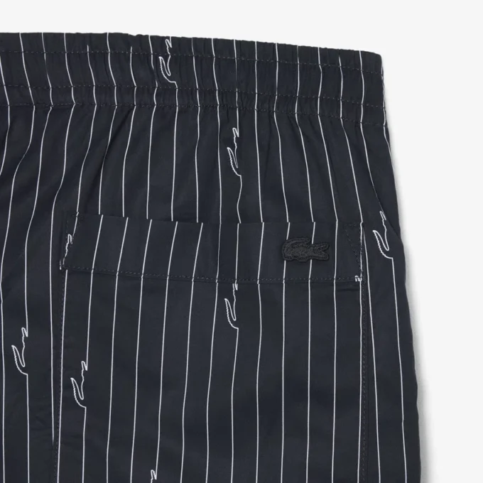 Pantaloncini in cotone a righe con stampa coccodrillo Pantaloncini in cotone a righe con stampa coccodrillo