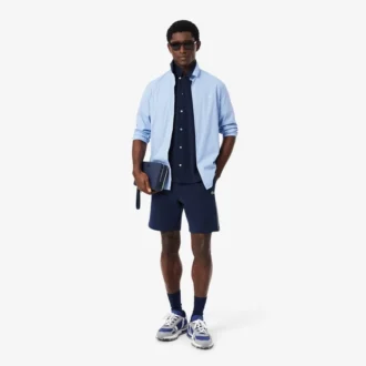 Pantaloncini in pile con strisce e logo, vestibilità regolare Pantaloncini in pile con strisce e logo, vestibilità regolare
