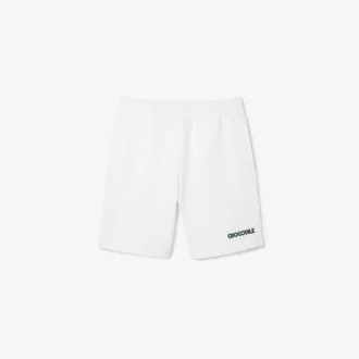 Pantaloncini in pile da uomo con ricamo, vestibilità regolare