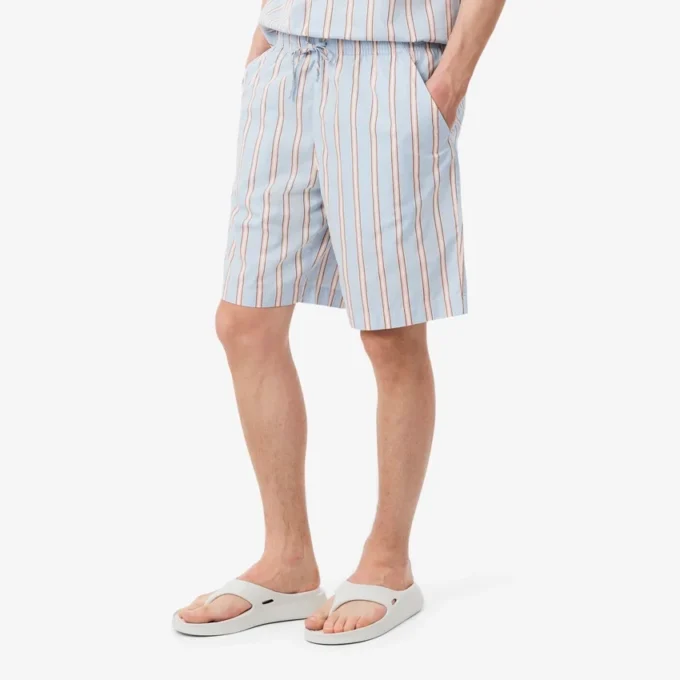 Pantaloncini in popeline di cotone a righe Pantaloncini in popeline di cotone a righe