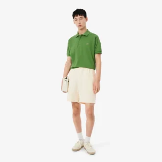 Pantaloncini in twill misto lino, vestibilità regolare