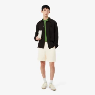 Pantaloncini in twill misto lino, vestibilità regolare