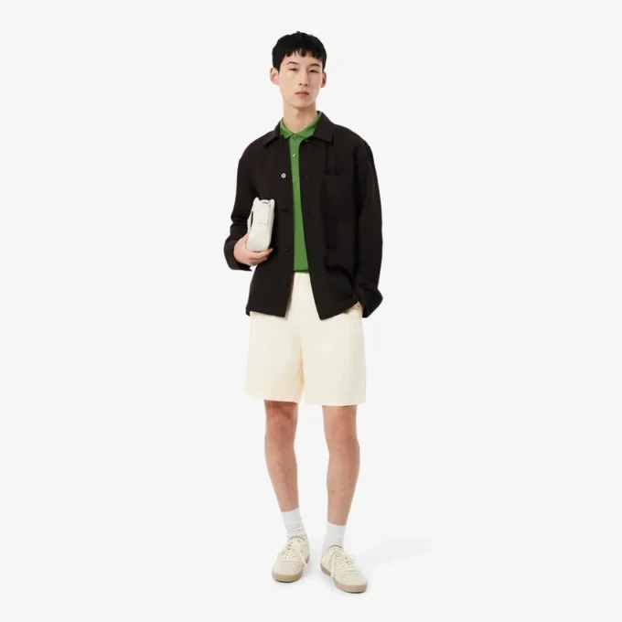 Pantaloncini in twill misto lino, vestibilità regolare