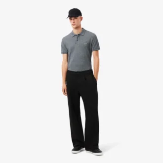Pantaloni a pieghe in piqué da uomo dalla vestibilità ampia