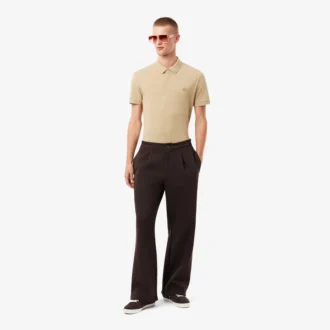 Pantaloni a pieghe in piqué da uomo dalla vestibilità ampia