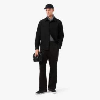 Pantaloni a pieghe in piqué da uomo dalla vestibilità ampia