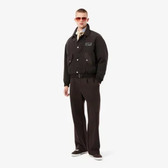 Pantaloni a pieghe in piqué da uomo dalla vestibilità ampia