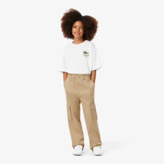 Pantaloni cargo in twill di cotone da bambina
