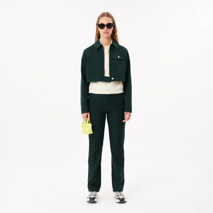 Pantaloni da donna a vestibilità dritta con dettagli a vista Pantaloni da donna a vestibilità dritta con dettagli a vista