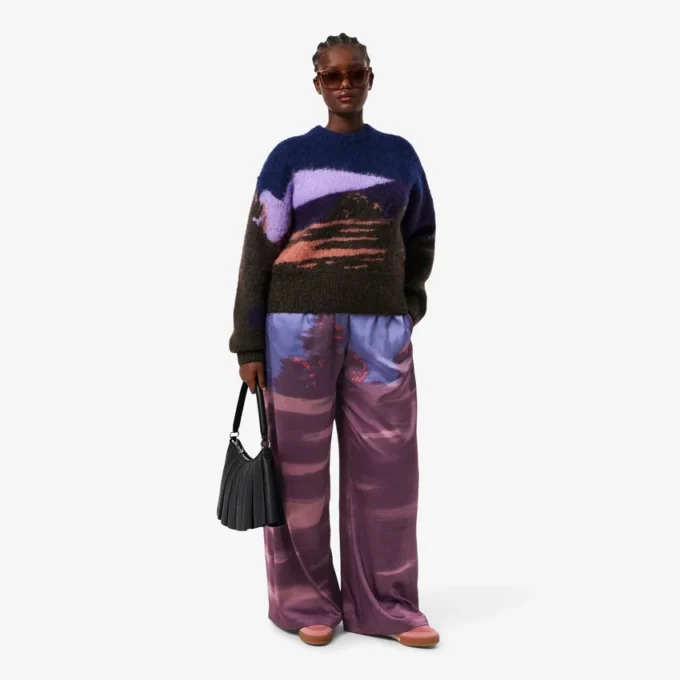 Pantaloni da donna oversize con stampa paesaggistica Pantaloni da donna oversize con stampa paesaggistica