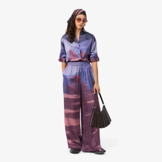 Pantaloni da donna oversize con stampa paesaggistica