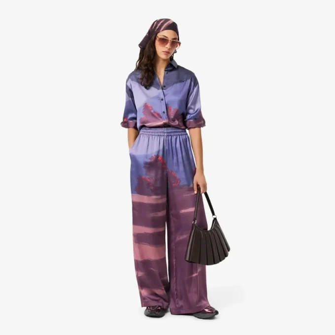 Pantaloni da donna oversize con stampa paesaggistica Pantaloni da donna oversize con stampa paesaggistica