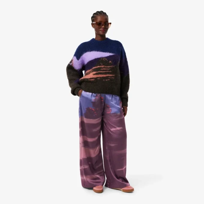Pantaloni da donna oversize con stampa paesaggistica Pantaloni da donna oversize con stampa paesaggistica