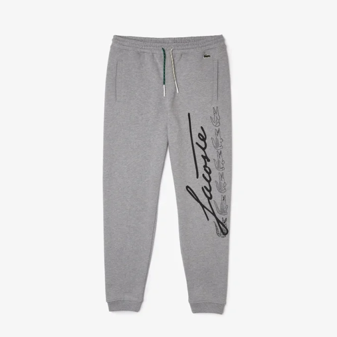 Pantaloni da jogging in felpa di cotone da uomo con stampa Signature & Croc Pantaloni da jogging in felpa di cotone da uomo con stampa Signature & Croc