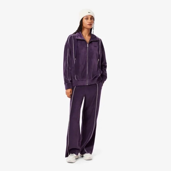 Pantaloni da tuta in velluto con dettagli decorativi da donna