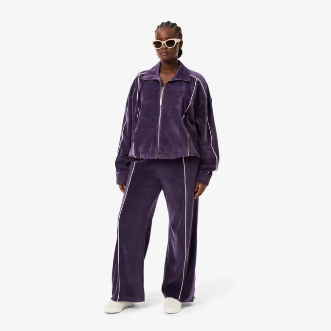 Pantaloni da tuta in velluto con dettagli decorativi da donna